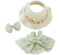 17cm Doll Clothes ,Clothes for Dolls Accessories ,6.7 Inches Kawaii Skirt Outfit Set 2 Pieces Stylish Dress Up Flower Doll Clothing Set (B4 Bowknot Skirt+hair Clip+hat Green)