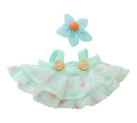 17cm Doll Clothes ,Clothes for Dolls Accessories ,6.7 Inches Kawaii Skirt Outfit Set 2 Pieces Stylish Dress Up Flower Doll Clothing Set (A2 Bear Skirt+hair Clip Green)