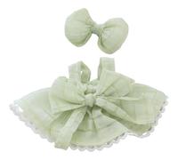 17cm Doll Clothes ,Clothes for Dolls Accessories ,6.7 Inches Kawaii Skirt Outfit Set 2 Pieces Stylish Dress Up Flower Doll Clothing Set (B4 Bowknot Skirt+hair Clip Green)