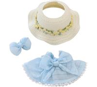 17cm Doll Clothes ,Clothes for Dolls Accessories ,6.7 Inches Kawaii Skirt Outfit Set 2 Pieces Stylish Dress Up Flower Doll Clothing Set (B1 Bowknot Skirt+hair Clip+hat Blue)
