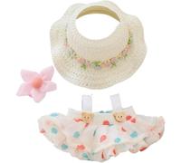 17cm Doll Clothes ,Clothes for Dolls Accessories ,6.7 Inches Kawaii Skirt Outfit Set 2 Pieces Stylish Dress Up Flower Doll Clothing Set (A3 Bear Skirt+hair Clip+hat Beige)