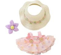 17cm Doll Clothes ,Clothes for Dolls Accessories ,6.7 Inches Kawaii Skirt Outfit Set 2 Pieces Stylish Dress Up Flower Doll Clothing Set (A1 Bear Skirt+hair Clip+hat Pink)