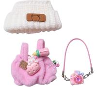 17cm Doll Clothes,Clothes for Dolls Outfit,Accessories for 17cm Dolls Clothes,Cute Clothes for Dress up Unique Style,1 Skirts 1 Hats 1 Camera Pendants Girl for Best Gifts, No Doll Included (PINK 19)