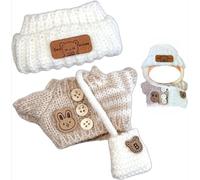 17cm Doll Clothes,Clothes for Dolls Outfit,Accessories for 17cm Dolls Clothes,Cute Clothes for Dress up Unique Style,1 Hats 1 Knitted Clothes 1 Knitted Bag for Best Gifts,No Doll Included (GREY 2)