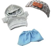 17cm Doll Clothes,Clothes for Dolls Outfit,Accessories for 17cm Dolls Clothes,Cute Clothes for Dress up Unique Style,1 Hats 1 Hoodie 1 Jeans for Best Gifts, No Doll Included (GREY 8)