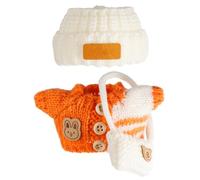17cm Doll Clothes, Clothes Set for 17cm Dolls, Crochet 3 Piece Set Hat Clothes Backpack for 17cm Dolls, Stylish Adorable Dolls Clothes Accessories (No Doll) (Orange)
