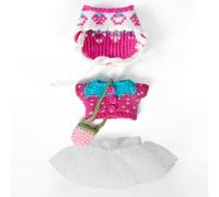 17cm Doll Clothes-Crochet Outfit Accessories Set for 5.91-6.7inch -Crocheted Hat+Sweater+White Dress+Bag(NO Doll)