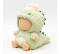 17cm Doll Clothes - Fluffy & Cute Outfits for Designer Dolls | Soft Plush Costumes - Green-Dino