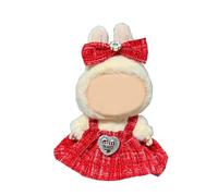 17cm Doll Clothes - Luxury Chic Style Set for 5.91-6.7“ (15-17cm) Dolls, Cute Premium Fashion Doll Outfit with Accessories - Red Plaid Tweed Dress +Plaid Bow