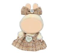 17cm Doll Clothes - Luxury Chic Style Set for 5.91-6.7“ (15-17cm) Dolls, Cute Premium Fashion Doll Outfit with Accessories -Light Brown Plaid Tweed Dress +Plaid Bow
