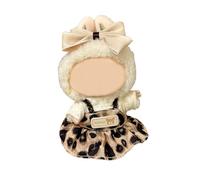 17cm Doll Clothes - Luxury Chic Style Set for 5.91-6.7“ (15-17cm) Dolls, Cute Premium Fashion Doll Outfit with Accessories -Leopard Print Dress +Plaid Bow
