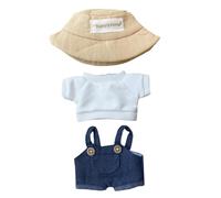 17cm Doll Clothes Outfit Set, 3 Pieces Dress Overalls Set for 6.7inch Doll Suit, Fashion Chic Hat & Clothes Accessories for 1st/2nd/3rd Gen Dolls Play & Display