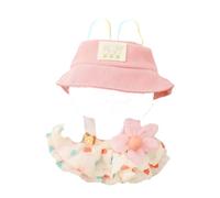 Doll Clothes Compatible with 15cm & 17cm Labubu (No Doll Included), Fashion Doll Dress Outfit Set 3 Pieces Suitable for La bubu Accessories, Dress Up Hats Clothes for Labubu Doll Light Beige