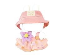 Doll Clothes Compatible with 15cm & 17cm Labubu (No Doll Included), Fashion Doll Dress Outfit Set 3 Pieces Suitable for La bubu Accessories, Dress Up Hats Clothes for Labubu Doll Pink