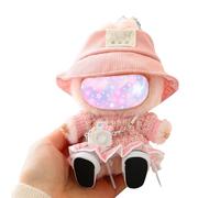 Doll Clothes Compatible with 15cm & 17cm Labubu (No Doll Included), Fashion Doll Dress Outfit Set 5 Pieces Suitable for La bubu Accessories, Dress Up Hats Clothes for Labubu Doll Pink