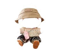 Doll Clothes Compatible with 15cm & 17cm Labubu (No Doll Included), Fashion Doll Dress Outfit Set 5 Pieces Suitable for La bubu Accessories, Dress Up Hats Clothes for Labubu Doll Brown