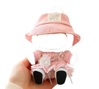 Doll Clothes Compatible with 15cm & 17cm Labubu (No Doll Included), Fashion Doll Dress Outfit Set 5 Pieces Suitable for La bubu Accessories, Dress Up Hats Clothes for Labubu Doll Pink