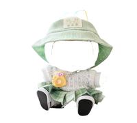 Doll Clothes Compatible with 15cm & 17cm Labubu (No Doll Included), Fashion Doll Dress Outfit Set 5 Pieces Suitable for La bubu Accessories, Dress Up Hats Clothes for Labubu Doll Green