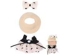 17cm Doll Clothes Set, Adorable Skirt Black & White Dress with Bow Knot and Straw Hat Fashionable Doll Outfit Stuff Accessories for Play & Display