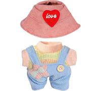 17cm Doll Clothes Set, Chic Overalls & Hat Outfit for 17cm Plush Dolls, Accessory Suit for 1/2/3 Generation Dolls (QXTZ11)