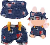 17cm Doll Clothes Set, Cowboy Overalls Outfit with Adjustable Straps & Cute Hat for Clothes for labubu - Girls Fashion Daily Wear (Style)