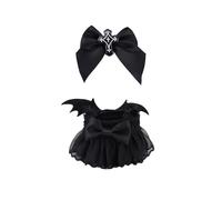 17cm Doll Clothes Set, Cute Halloween Devil Costume Includes Wings Skirt Bow Hair Clip Halloween Themed Accessories for 15cm/17cm Toy Figure Decoration (Black)