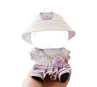 Doll Clothes Compatible with 15cm & 17cm Labubu (No Doll Included), Fashion Doll Dress Outfit Set 5 Pieces Suitable for La bubu Accessories, Dress Up Hats Clothes for Labubu Doll Purple