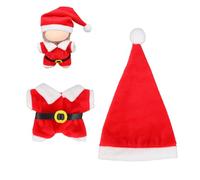 17cm Doll Clothes Set, Santa Claus Outfit Set with Santa Hat and Belt Plush Doll Clothes Accessories for Christmas Themed Toy Display Collection (Red)
