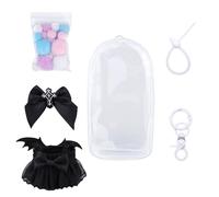 17cm Doll Clothes Set with Clear Figure Display Bag & Keychain, Halloween Devil Costume & Doll Protective Case for 15cm/17cm Toy Figure Decoration