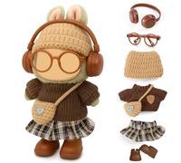 17cm Doll Knit Style Outfits Clothes and Accessories Set Include: Hat, Sweater, Dress, Bag, Glasses, Earphone and Shoes (Doll Not Included)