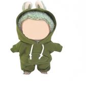 17cm Dolls Clothes Outfit Set for Labubu Dolls - Casual Style Hoodies Costumes for Doll (Army green)