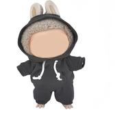 17cm Dolls Clothes Outfit Set for Labubu Dolls - Casual Style Hoodies Costumes for Doll (Dark grey)