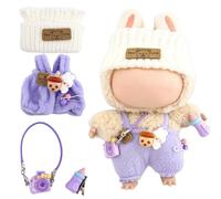 17cm Dolls Clothes Set, 4 Piece Set Outfits Doll Accessories with Designer Clothing Hairpin Butterfly Headwear and Camera Crossbody Bags, Handcrafted Stylish for Doll Decoration Supplies