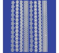 17cm Elegant White Lace Edging Sticker Sheet - Self Adhesive Line Trim Border Embellishment Stickers (Pattern, 8pcs)
