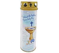 17cm Pillar Candle for Baptism of Baby with Windproof Cap and Prayer (Baby Boy 3808)