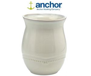 17cm Tall Medium Stoneware Kitchen Utensils Holder, Cream Farmhouse Rustic Decor