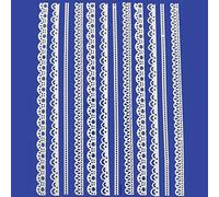 17cm White Lace Edging Sticker Sheet - Self Adhesive Line Trim Border Stickers, 12 Pieces