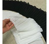 17CM Wide White Black Frilled Elastic Lace Fabric Needlework Ruffles Fringe Ribbon Dress Hemline Curtains Apparel Sewing Decor-White