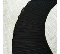 17CM Wide White Black Frilled Elastic Lace Fabric Needlework Ruffles Fringe Ribbon Dress Hemline Curtains Apparel Sewing Decor-Black