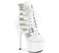 17cm Women's Platform Pole Fitness Pole Dance Boots Stiletto Heels Metal Buckle Patent Leather Lace-up High Top Summer Party Evening Pump Prom Heeled Shoes Dance Salon Moderne Jazz Latin(White,9)