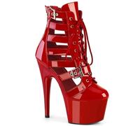 17cm Women's Platform Pole Fitness Pole Dance Boots Stiletto Heels Metal Buckle Patent Leather Lace-up High Top Summer Party Evening Pump Prom Heeled Shoes Dance Salon Moderne Jazz Latin(Red,6)