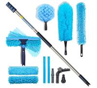 17ft All-in-One Window Washing & Dusting Kit by IGAD - Pivot Squeegee with 2 Washable Cloths, Cobweb Duster, Microfiber Feather Duster & Ceiling Fan Duster