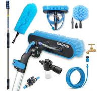 17ft Telescopic Water-Fed Solar Panel and Window Cleaning Pole Kit - Extendable Reach Cleaner with Brush, Soap Dispenser, Cobweb & Feather Duster - Soffit, Fascia, Conservatory