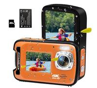 17FT Underwater Camera 4K 48MP Waterproof Camera for Snorkeling，Dual Screen Auto Focus Digital Camera with 32GB Card,18X Zoom Fill Light Compact Cameras for Kids/Adult/Elderly/Beginners