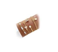 17IF 4 Pcs Gold Bangle Bracelet for Women, Dainty 14k Chunky Trendy Hand Cuff Jewelry Set Charm Stack Accessories Link Adjustable Wrist for Aesthetic Outfit, adjustable, Copper, no gemstone