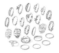 17IF Gold Vintage Knuckle Ring Set for Women, Boho Crystal Finger Aesthetic Pearl Sparkle Butterfly Chunky Stackable Midi Ring Pack, Crystal, Crystal