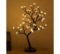 17Inch Cherry Blossom Tree Light, 40LED Lighted Tabletop Artificial Bonsai Tree Lamp with USB Plug or Battery Operated for Home Room Office Party Wedding Christmas Decoration (Warm)