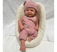 17inch Realistic Soft Full Body Solid Silicone Reborn Baby Dolls,Lifelike Sweet Smile Newborn Girl Baby for Kids (Unpainted)