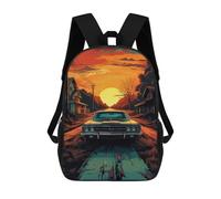 17inch School Student Backpack Vintage Car Sunset Road Children's Backpacks Children's School Backpack 3D Printed Travel Rucksacks Boy School Bag