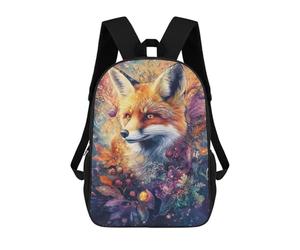17inch Whimsical Fox with Flowers And Berries - Vibrant Digital Airbrush Art Kids School Backpack 3D Printed Fashion School Bag Casual School Bag for Boys Elementary And Middle School Students
